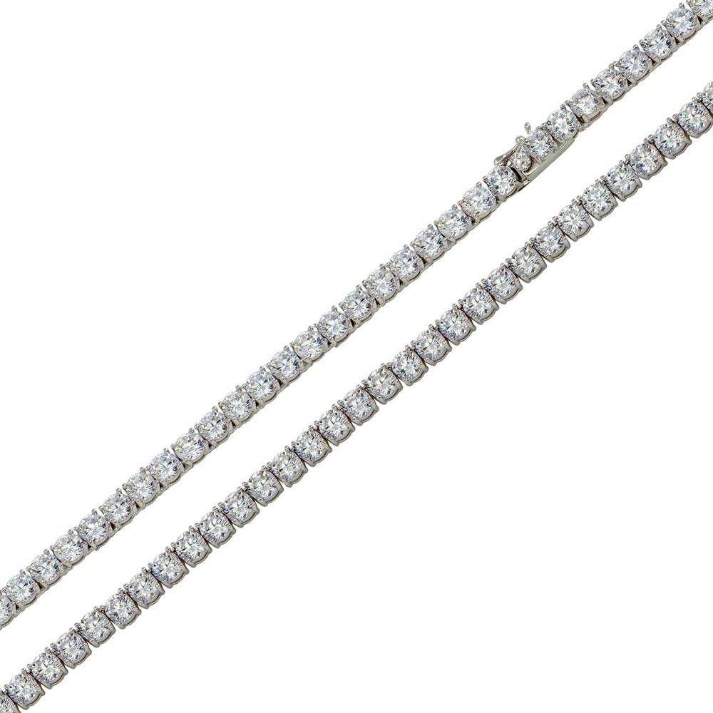 925 Sterling Silver Round CZ Tennis Necklace and Bracelet 3mm