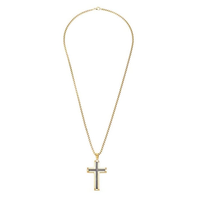 Gold-Plated Stainless Steel Cross Necklace