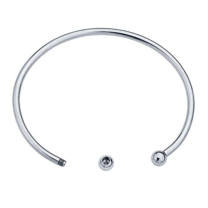 Stainless Steel Cuff Bracelet with Threaded Ball Ends