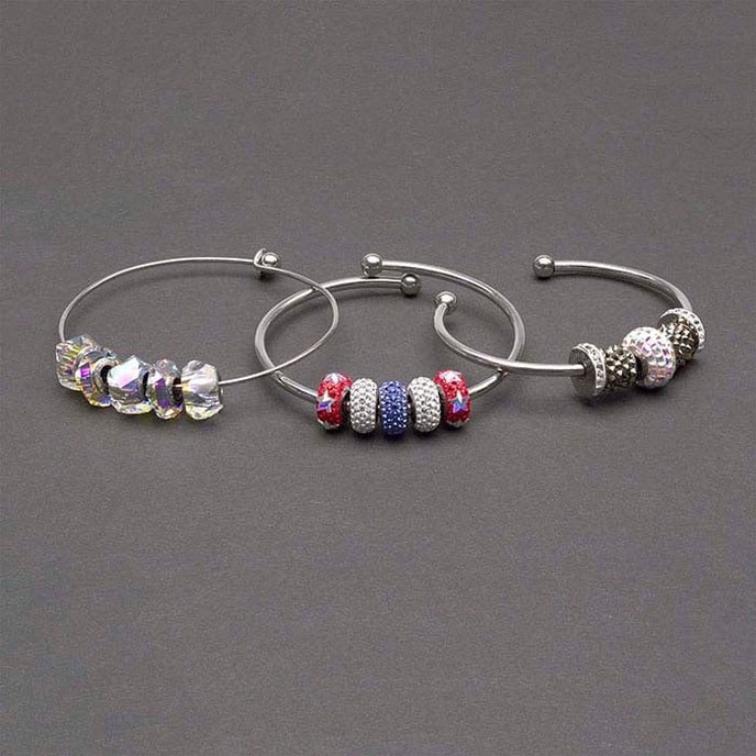 Stainless Steel Cuff Bracelet with Threaded Ball Ends