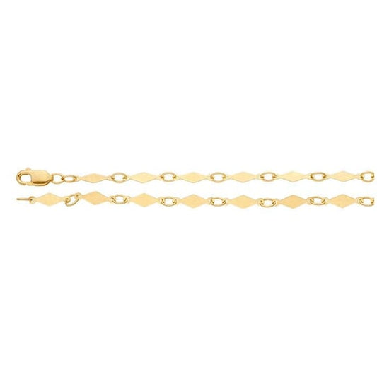 14K Yellow Gold 3mm Diamond-Link Chain