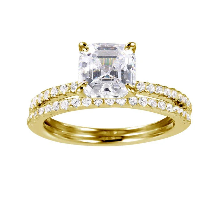 Gold Plated 925 Sterling Silver Stackable CZ Bridal Ring