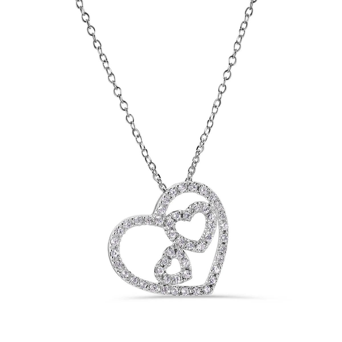 Three Hearts Clear CZ Adjustable Necklace