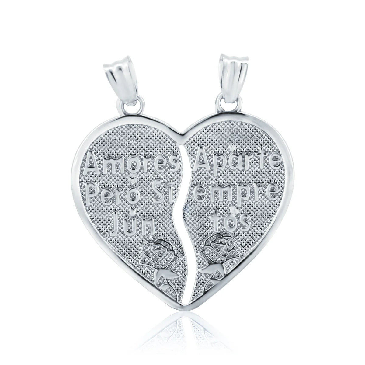 925 Sterling Silver Unbreakable Love 3 Dimensional Guadalupe and Cross Heart Pendant