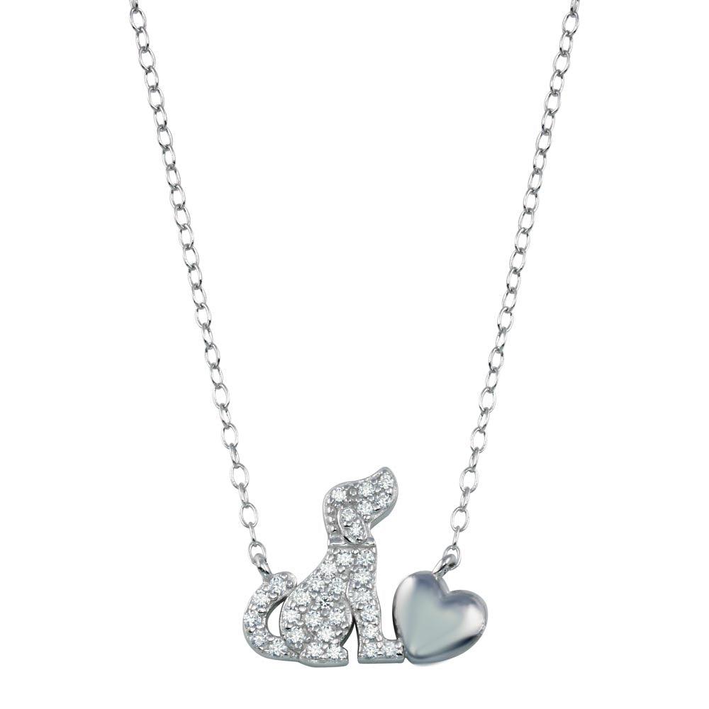 925 Sterling Silver Dog Heart Necklace