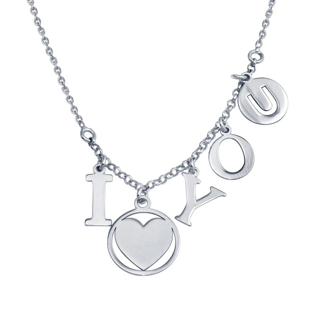 925 Sterling Silver I Heart You Charm Necklace