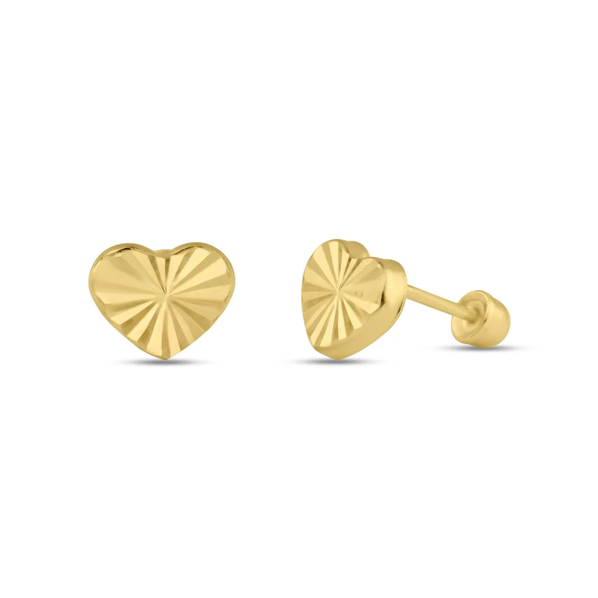 14 Karat Yellow Gold DC Heart Screw Back Stud Earring