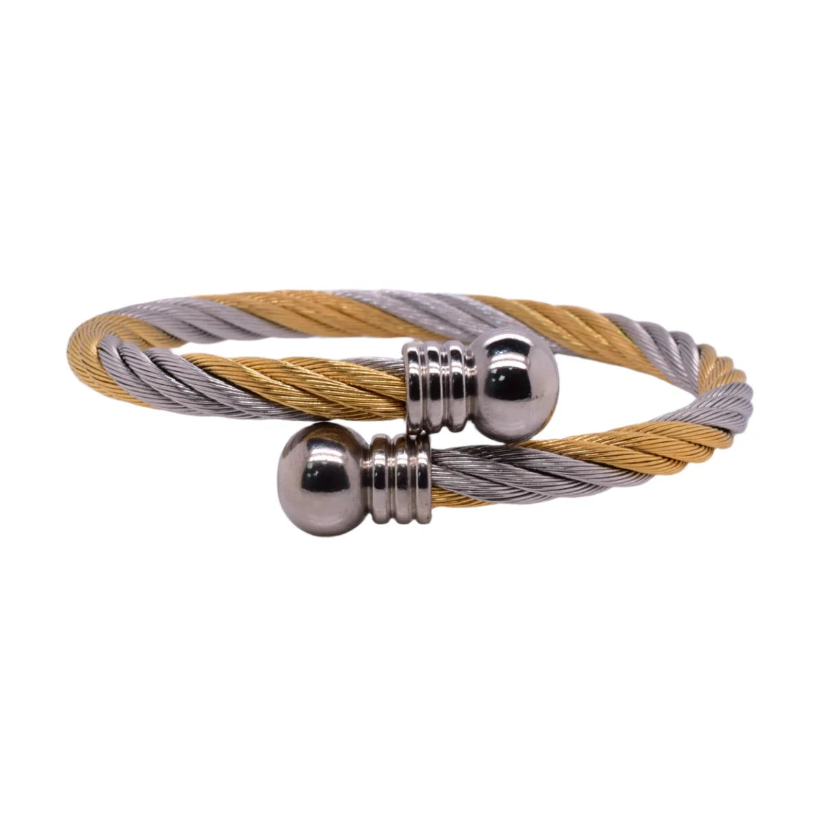 Stainless Steel 2 Toned Ball Ending Cable 5mm Bangle