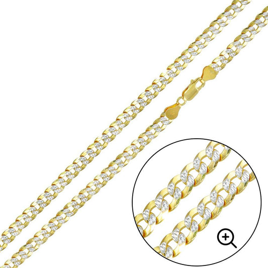 Two-Tone 925 Silver Gold Plated DC Curb Chain 5mm