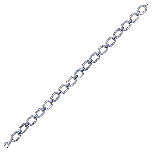 Rhodium Plated 925 Sterling Silver 8mm CZ Rectangle Link Tennis Bracelet