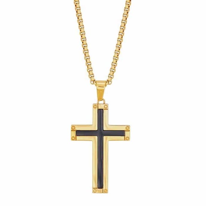 Gold-Plated Stainless Steel Cross Necklace