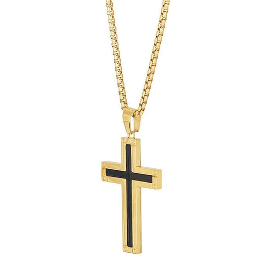 Gold-Plated Stainless Steel Cross Necklace