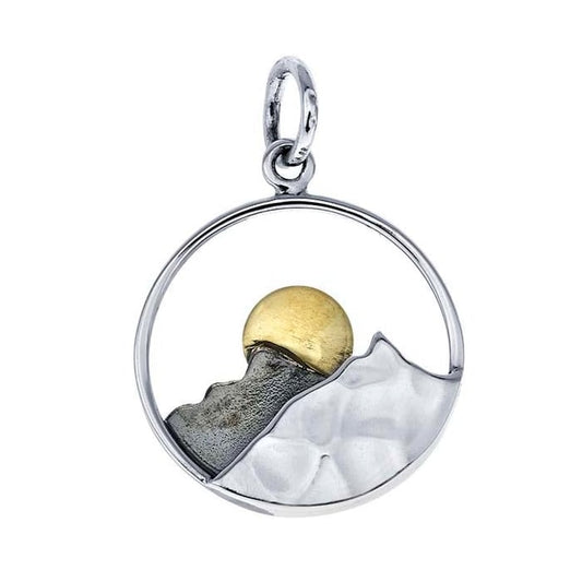 Sterling Silver Moonrise Over Mountains Pendant