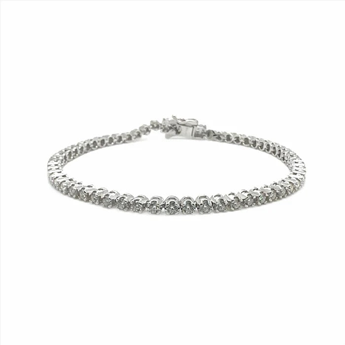 Rhodium Plated 925 Sterling Silver Round Moissanite 2.25mm Tennis Bracelet