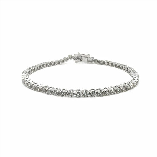 Rhodium Plated 925 Sterling Silver Round Moissanite 2.25mm Tennis Bracelet