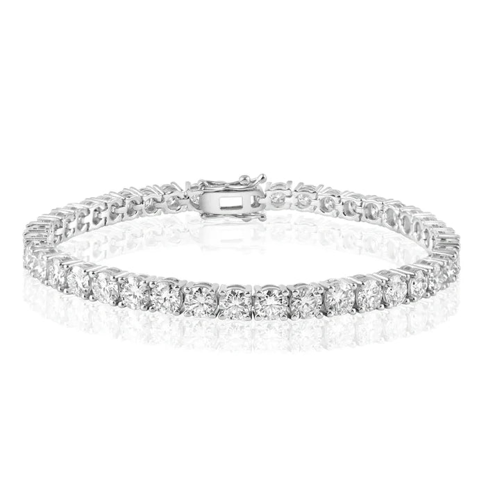 Rhodium Plated 925 Sterling Silver Moissanite Stone 4mm Tennis Bracelet